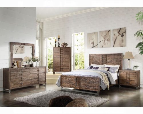 Acme Andria Reclaimed Oak Wood Queen Bed