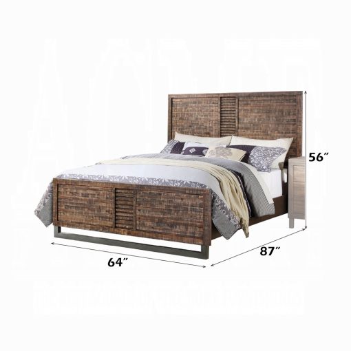 Acme Andria Reclaimed Oak Wood Queen Bed - Image 3