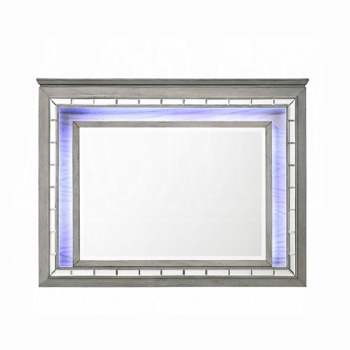 Acme Antares Light Gray Oak Mirror with Led - Image 2