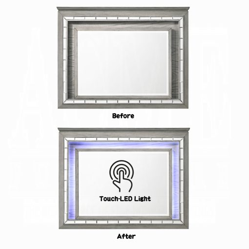Acme Antares Light Gray Oak Mirror with Led - Image 6