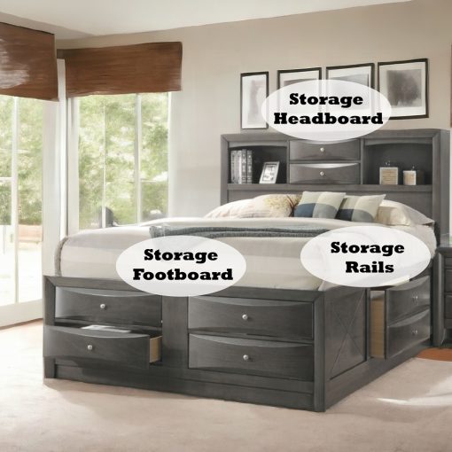 Acme Ireland Gray Oak Bed with Storage - Image 7