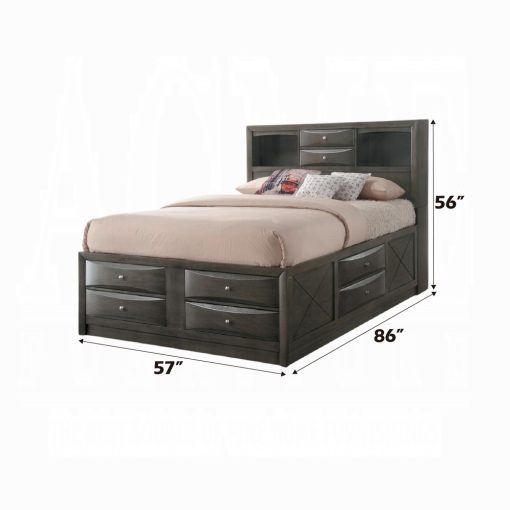 Acme Ireland Gray Oak Full Bed with Storage - Image 6