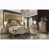 Acme Dresden Bone Synthetic Leather & Gold Patina Bed