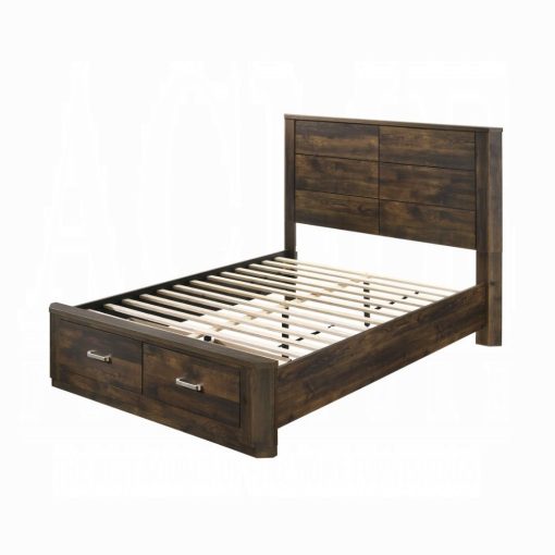 Acme Elettra Rustic Walnut Queen Bed with Storage - Image 2