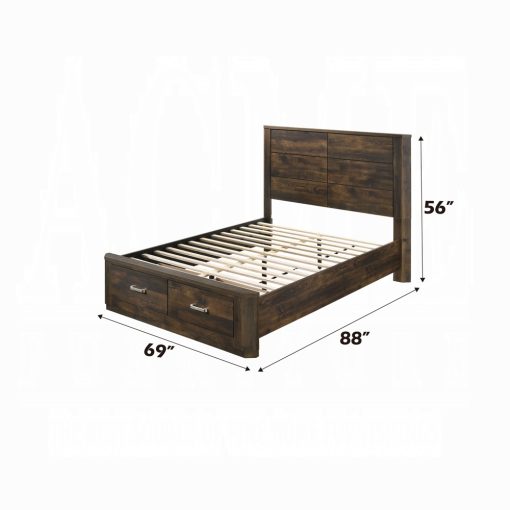Acme Elettra Rustic Walnut Queen Bed with Storage - Image 5