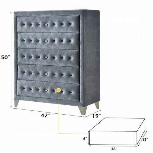 Acme Dante Gray Velvet Chest - Image 5