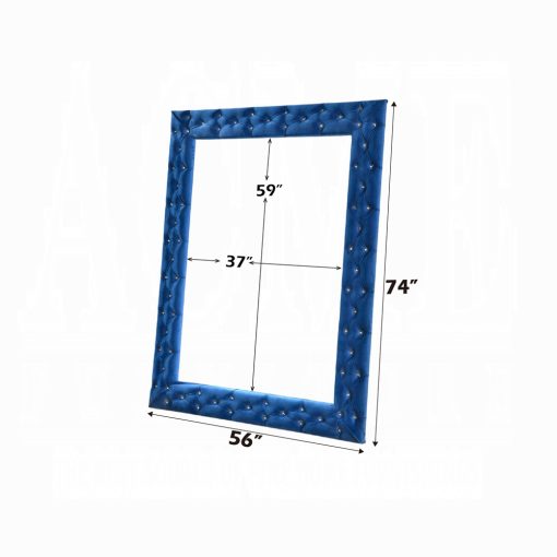 Acme Dante Gray Velvet Accent Floor Mirror - Image 2