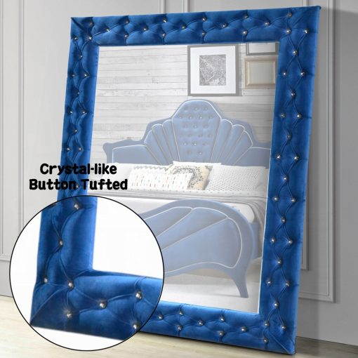 Acme Dante Gray Velvet Accent Floor Mirror - Image 3