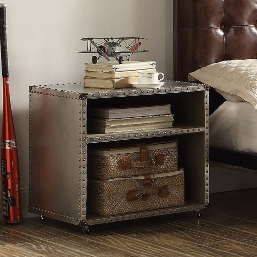 Acme Brancaster Aluminum Nightstand with USB