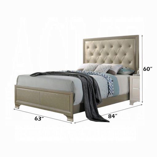 Acme Carine Synthetic Leather & Champagne Queen Bed - Image 2