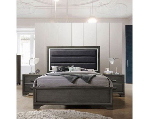 Acme Carine II Fabric & Gray Bed