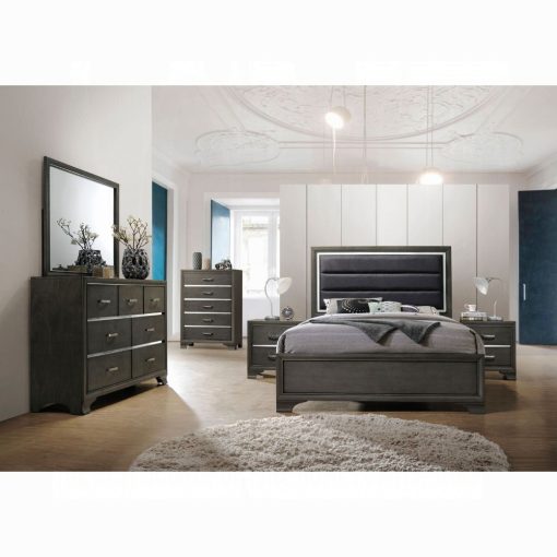 Acme Carine II Fabric & Gray Bed - Image 3