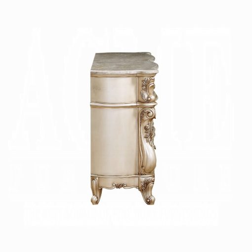 Acme Gorsedd Natural Marble Top & Golden Ivory Dresser - Image 3