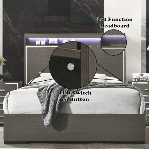 Acme Escher LED & Gray Oak Eastern King Bed - Image 3