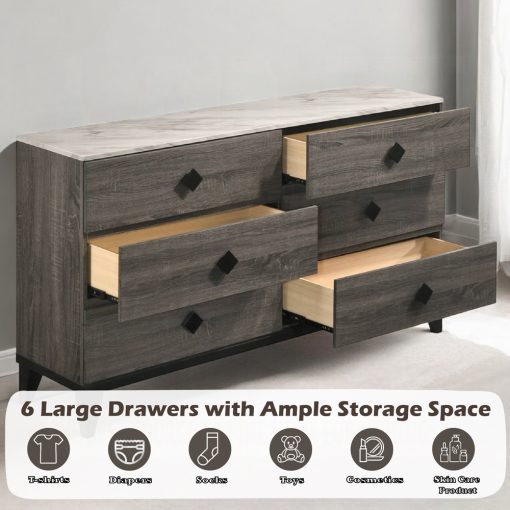 Acme Avantika Faux Marble Top & Rustic Gray Oak Dresser - Image 7