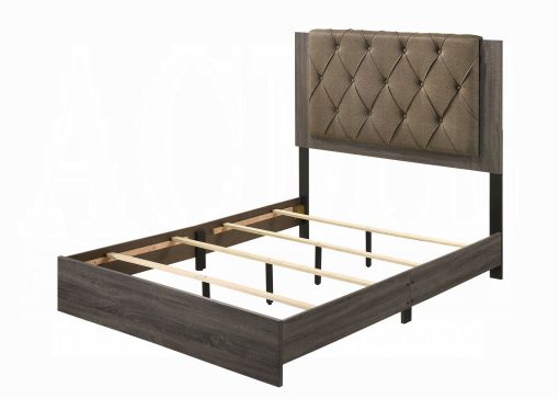 Acme Avantika Fabric & Rustic Gray Oak EK Bed - Image 2
