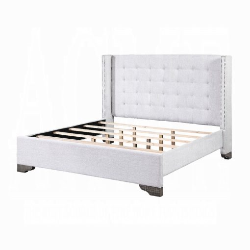 Acme Artesia Tan Fabric & Salvaged Natural Bed - Image 3