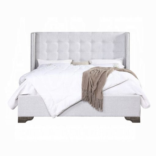 Acme Artesia Tan Fabric & Salvaged Natural Bed - Image 2
