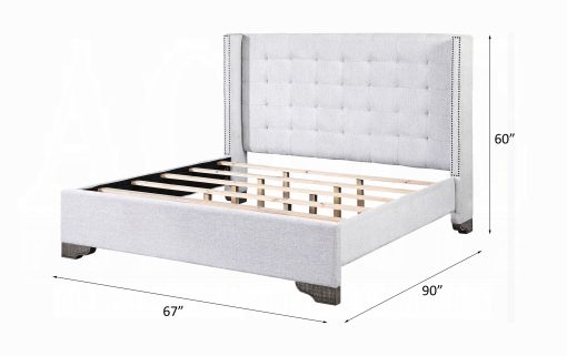 Acme Artesia Tan Fabric & Salvaged Natural Bed - Image 5