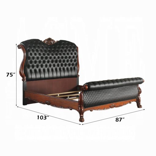 Acme Dresden Synthetic Leather & Cherry Oak Bed - Image 3