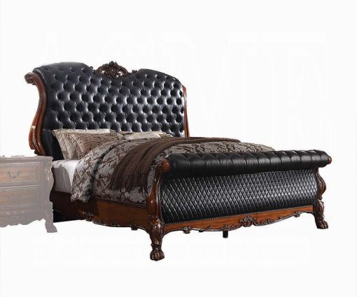 Acme Dresden Synthetic Leather & Cherry Oak Bed - Image 2
