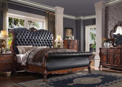 Acme Dresden Synthetic Leather & Cherry Oak Bed