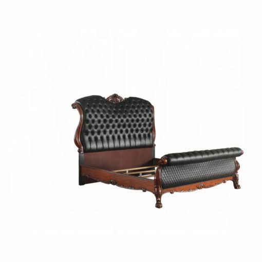 Acme Dresden Synthetic Leather & Cherry Oak Bed - Image 5
