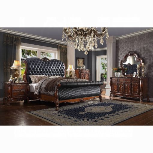 Acme Dresden Synthetic Leather & Cherry Oak Bed - Image 4