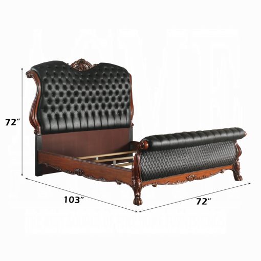 Acme Dresden Synthetic Leather & Cherry Oak Bed - Image 9