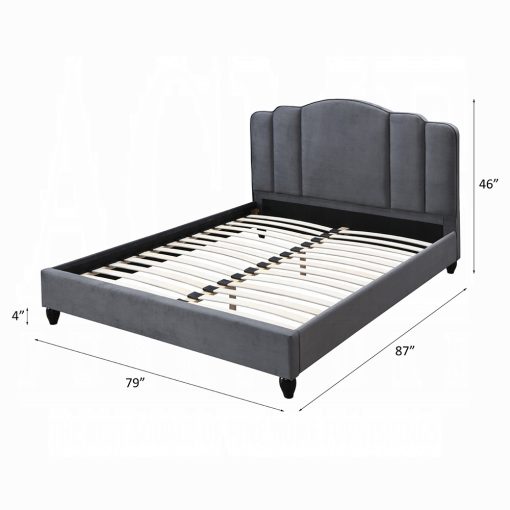Acme Giada Charcoal Fabric EK Bed - Image 4