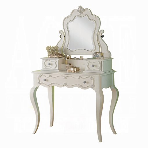 Acme Edalene Pearl White Vanity Desk with Mirror - Image 2