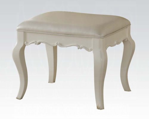 Acme Edalene Synthetic Leather & Pearl White Vanity Stool