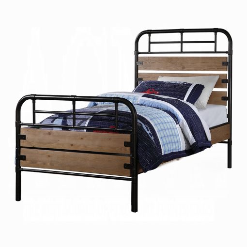 Acme Adams Antique Oak & Black Twin Bed - Image 2