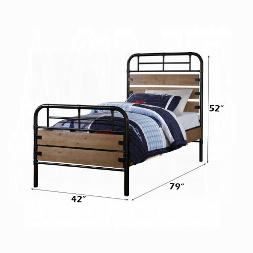 Acme Adams Antique Oak & Black Twin Bed - Image 3