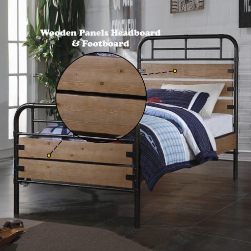 Acme Adams Antique Oak & Black Twin Bed - Image 4