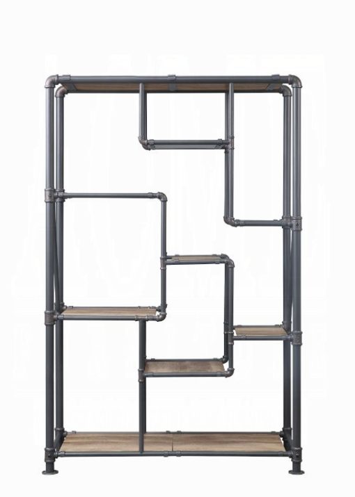 Acme Brantley Antique Oak & Sandy Gray Bookshelf - Image 3