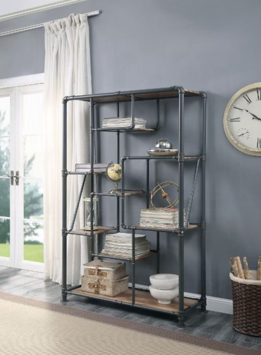 Acme Brantley Antique Oak & Sandy Gray Bookshelf