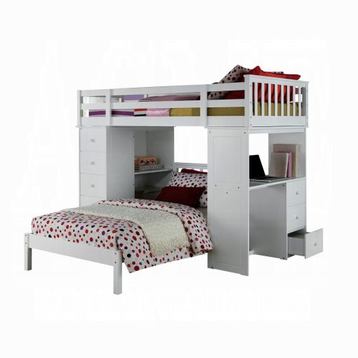 Acme Freya White Twin Loft Bed with Storage - Image 3