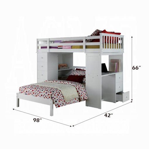 Acme Freya White Twin Loft Bed with Storage - Image 4
