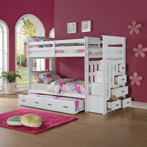 Acme Allentown White Twin/Twin Bunk Bed W/Trundle & Storage