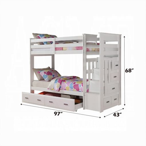 Acme Allentown White Twin/Twin Bunk Bed W/Trundle & Storage - Image 3