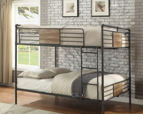 Acme Brantley Sandy Black & Dark Bronze Hand-Brushed Double Queen Bunk Bed