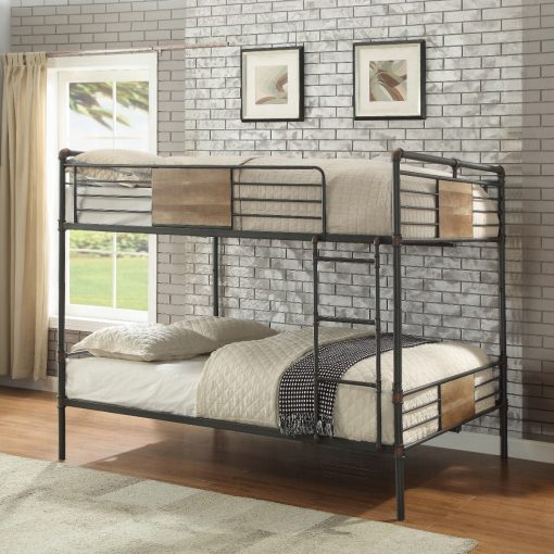Acme Brantley Sandy Black & Dark Bronze Hand-Brushed Double Queen Bunk Bed