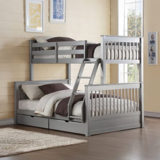 Acme Haley II Gray Bunk Bed (T/F) with Storage