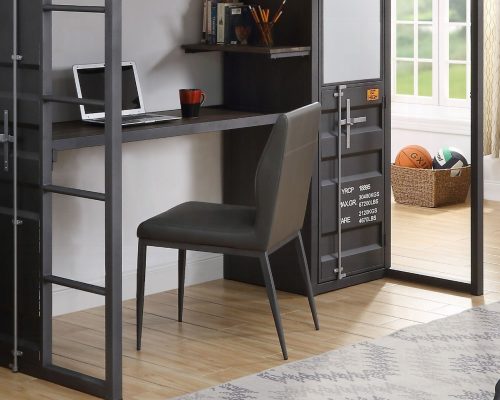 Acme Cargo Gray Synthetic Leather & Gunmetal Chair