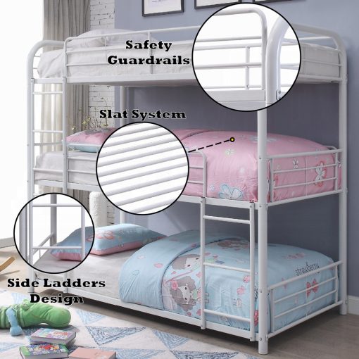 Acme Cairo White Triple Full Bunk Bed - Image 3