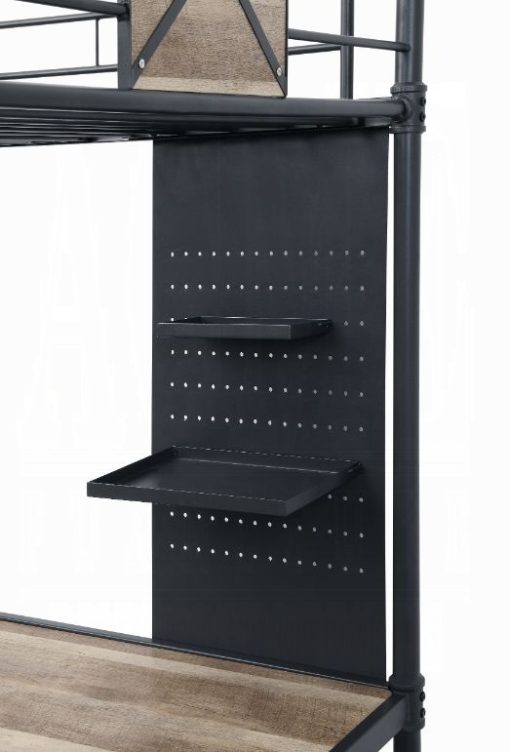 Acme Cordelia Antique Oak Sandy Black & Dark Bronze Hand-Brushed Twin Loft Bed with Desk - Image 3