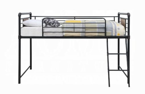 Acme Cordelia Antique Oak Sandy Black & Dark Bronze Hand-Brushed Twin Loft Bed with Slide - Image 4