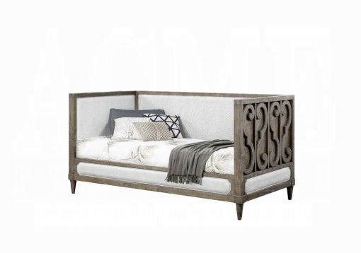 Acme Artesia Tan Fabric & Salvaged Natural Daybed (Twin) - Image 4