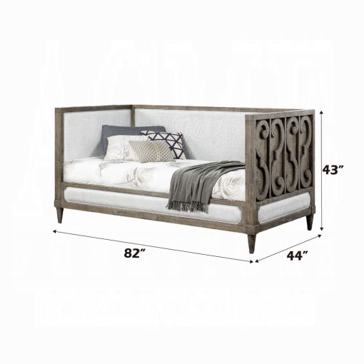 Acme Artesia Tan Fabric & Salvaged Natural Daybed (Twin) - Image 3